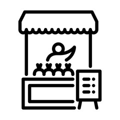 traditional market outline icon. selling food line art illustration.