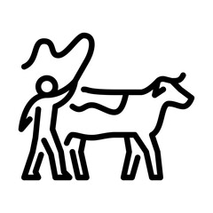 cattle whip outline icon. farm activity line art illustration.