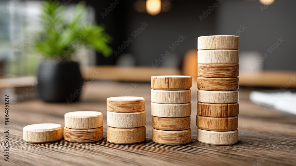Poster stack of wooden blocks arranged to symbolize reliability and trustworthiness in capital concepts and