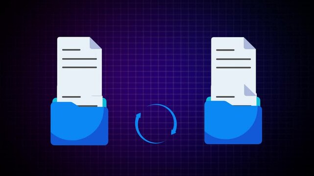 File transfer computer folder to folder with loding, File sharing file exchange File copying and pasting upload and download concept, clipping path Transferring Document, Video, image and PDF Files, d