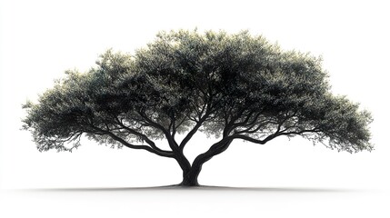 Fototapeta premium Asymmetrical leafy tree silhouette for landscape architecture mockups 