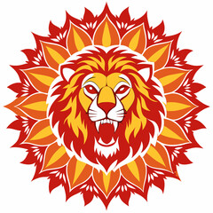 Fototapeta premium Roaring Lion Mandala Vector on White Background 
