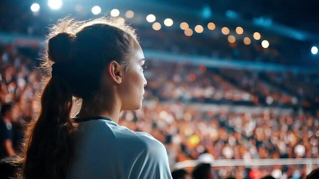 Exciting volleyball match captivates audience at a packed arena during a thrilling championship game