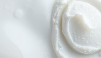 Creamy White Lotion Macro Texture Detail on Clean White Background