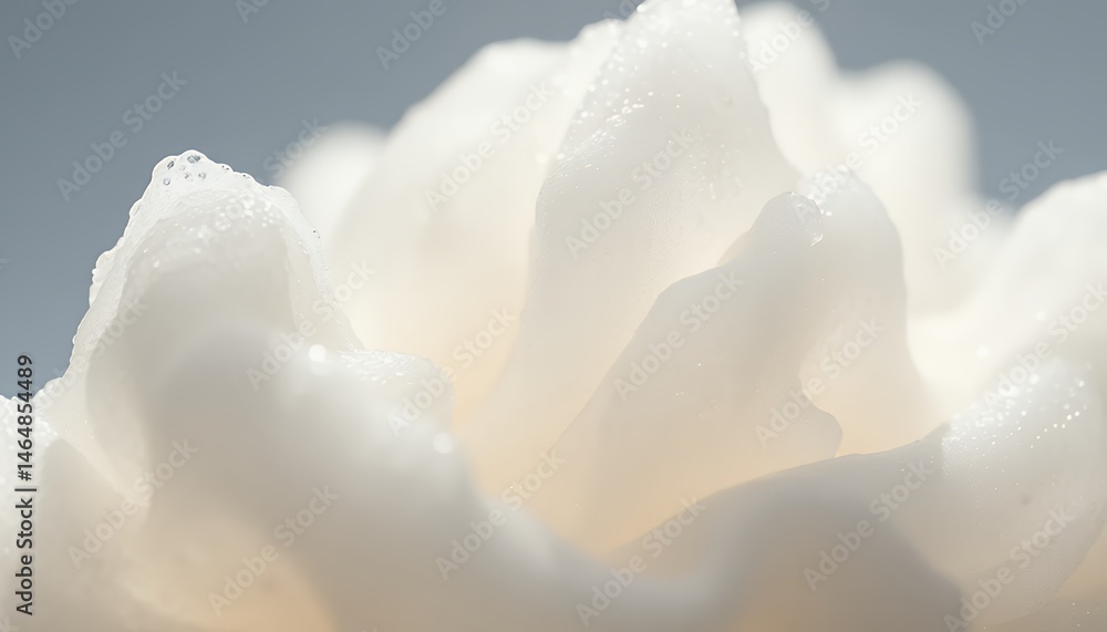 Poster detailed macro of fluffy white foam texture abstract design and ethereal background