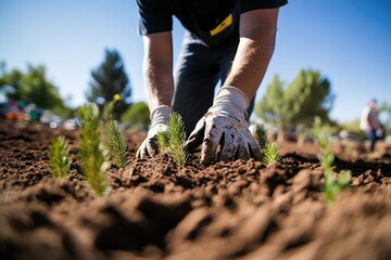 Planting young trees in fertile soil