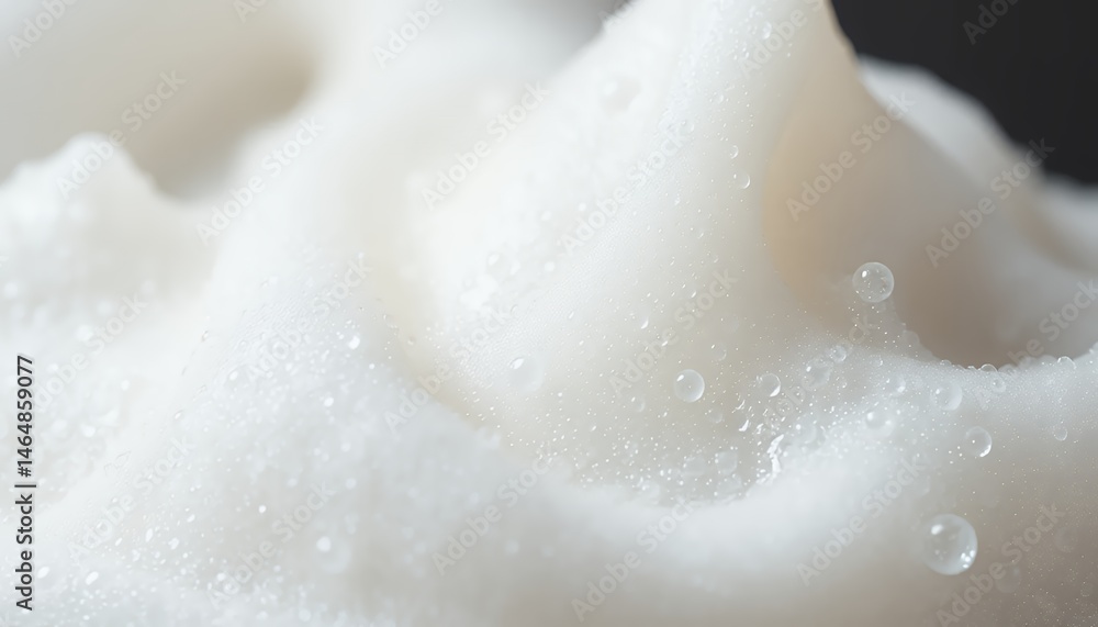 Poster macro shot of fluffy white foam with tiny bubbles on dark background a textural clean abstract close