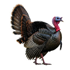 Colorful Turkey Bird in Mating Display Pose on Transparent Background


