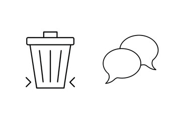 Delete and chat icons conceptual illustration of removing information and engaging in dialogue