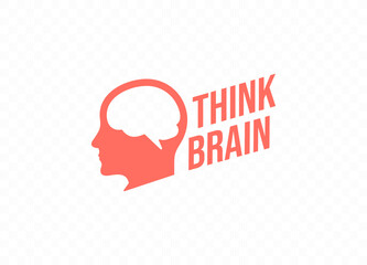Human head silhouette with brain symbol vector logo design