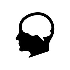 Human head silhouette with brain symbol graphic design