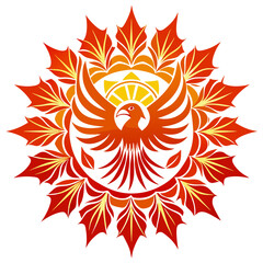 Minimal Phoenix Rising Mandala Vector on White
