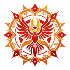 Minimal Phoenix Rising Mandala Vector on White