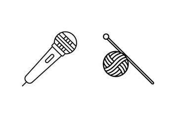 Vector illustration of microphone and ball of yarn representing sound and crafting
