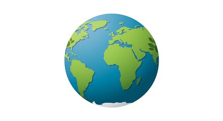 Fototapeta premium Globe Illustration with Green Landmasses and Blue Ocean