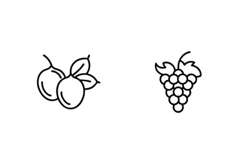 Minimalist outline illustrations of lemons and grapes representing fresh fruits and healthy eating