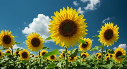 Sunflower Field Under Blue Sky