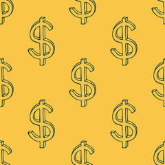 Seamless pattern with dollar currency symbol for decorative print, wrapping paper, greeting cards, wallpaper and fabric