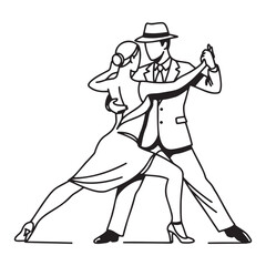 Tango dancers pose expressing passion and elegance in a dynamic stance  