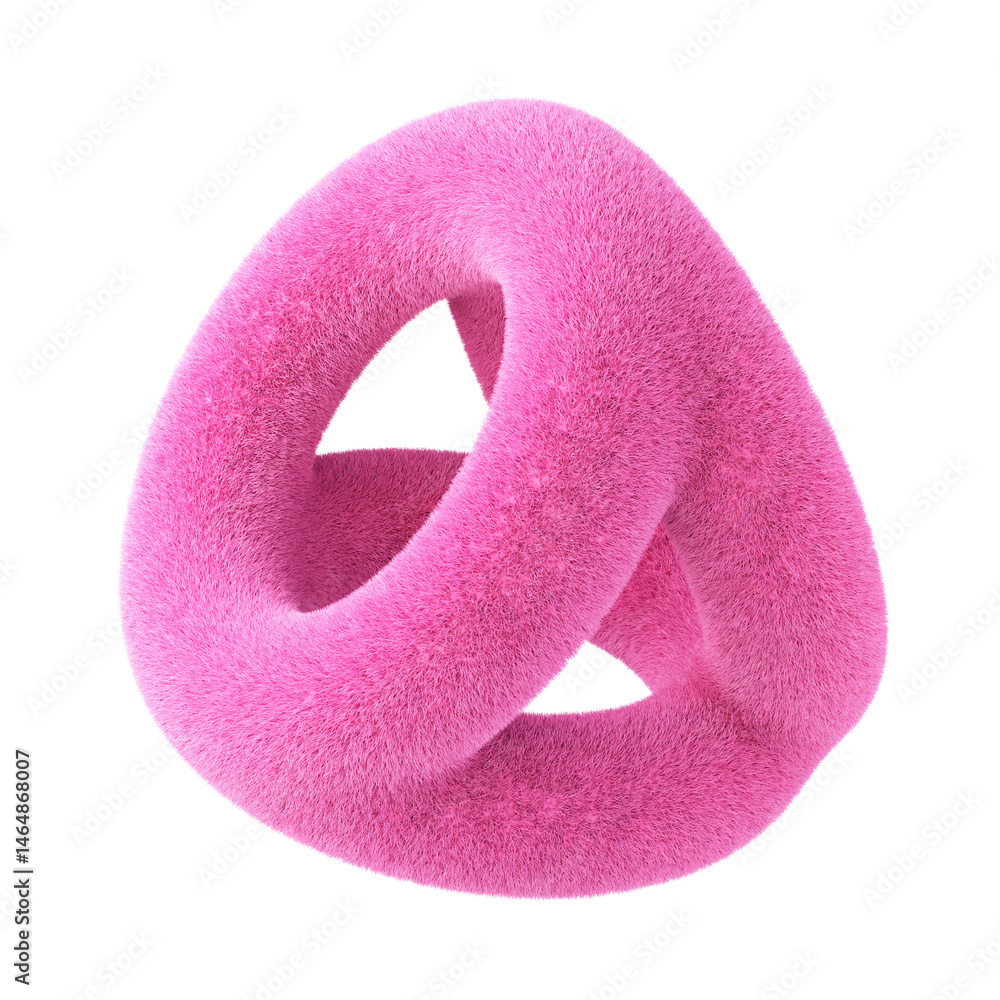 Poster pink abstract fluffy shape. 3d design element isolated on white background.