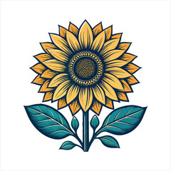 Fototapeta premium sunflower vector illustration t-shirt Sunflower Silhouette vector illustration, Sunflower Silhouette Bundle