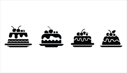Cherry Cake Icon Vector, Dessert Illustration, Sweet Treat Design