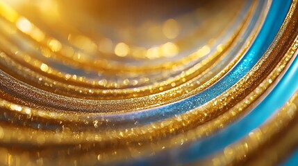 Abstract Rings with Gold and Blue Glitter Texture and Bokeh Effect