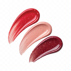 realistic smooth glossy cosmetics swatches in different colour style isolated on transparent background