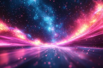 Naklejka premium Dynamic pink and blue rays with explosion effect, vibrant colors and motion blur, creating a high-energy design for digital marketing and advertising.