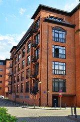 A housing estate of modern loft apartments built of brick