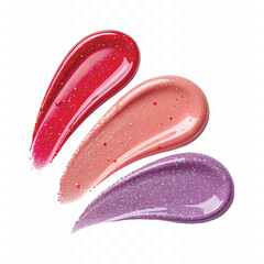 realistic smooth glossy cosmetics swatches in different colour style isolated on transparent background