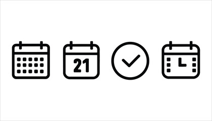 Calendar and Time Icons Date, Schedule, Clock, and Event Markers