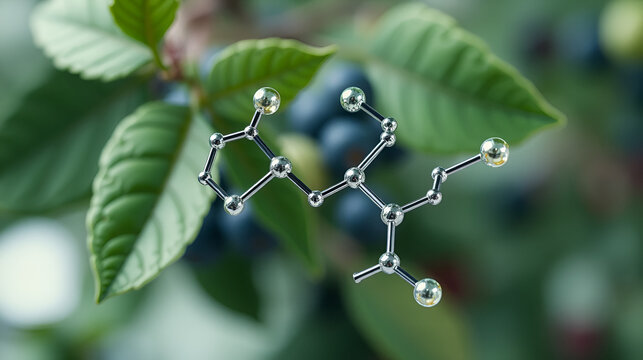 Oleuropein, catechol, glycoside molecule. It has role as plant metabolite, anti-inflammatory, antineoplastic, antihypertensive agent. Structural chemical formula, molecule model