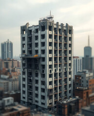 Fototapeta premium Post-Apocalyptic Brutalist Fortress, created by generative ai, brutalism building