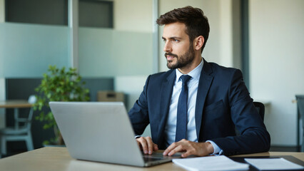 Businessman working in office.