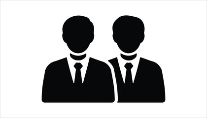 Businessmen Silhouette Icon. Black and White Vector Illustration.