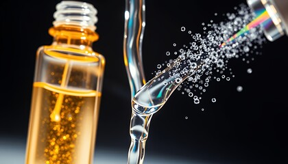 Gold Liquid and White Powder Mixing Process in Studio Product Photography