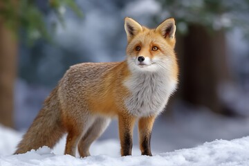 Fototapeta premium Close-Up of a Wild Red Fox in Winter