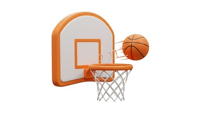 Naklejka premium Basketball Ball Flying Towards the Net Illustration