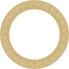 Vector round gold border, frame, Pompeii ring. Circle Neopolitan ornament. Art of Ancient Rome.
