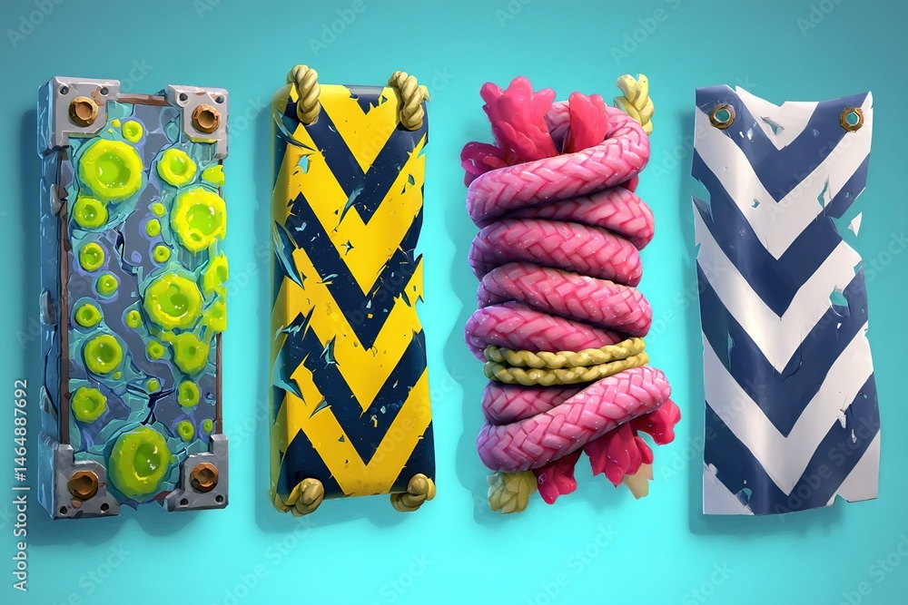 Poster colorful abstract designs featuring different textures and patterns on vibrant backgrounds