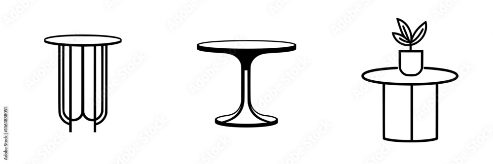 Aufkleber stylish vector illustration of modern table designs featuring three distinct styles suitable for var