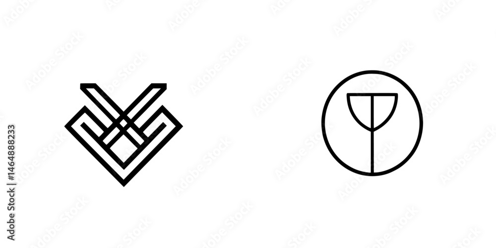 Poster modern vector illustration showing two distinct icon designs suitable for digital projects and brand