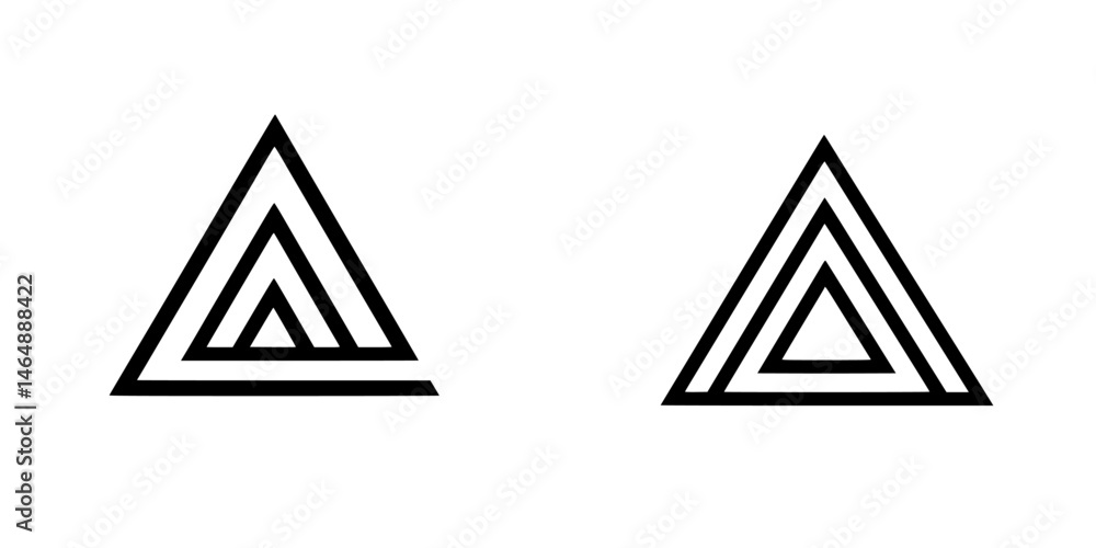 Poster vector illustration of two geometric triangle icons with layered lines representing depth and design