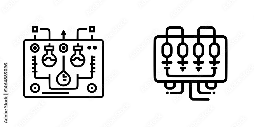 Poster vector illustration of control panel icons featuring distinct circuit designs and components for dig
