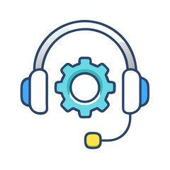Business Headset Customer Support Icon Design