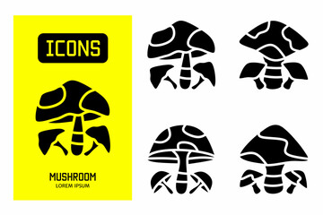 Mushroom icon. Collection vector illustration of icons for business. Black icon design.