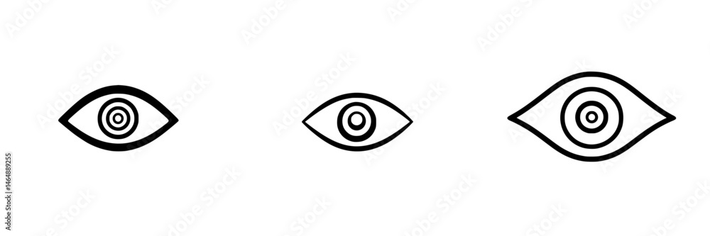 Aufkleber vector illustration of three eye icons featuring circular designs for visual elements in web or grap