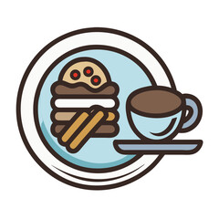 Coffee Dessert Plate Icon Design