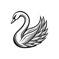 Elegant Line Art Swan Logo Vector Illustration